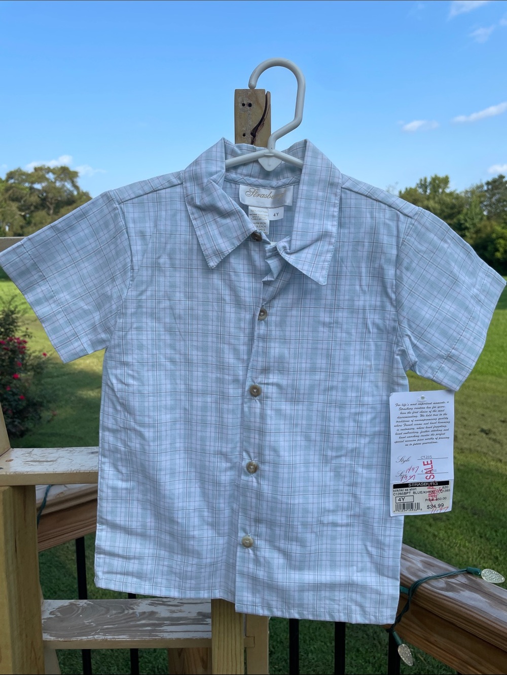 Classic Boys' Light Blue Plaid Short-Sleeve Shirt